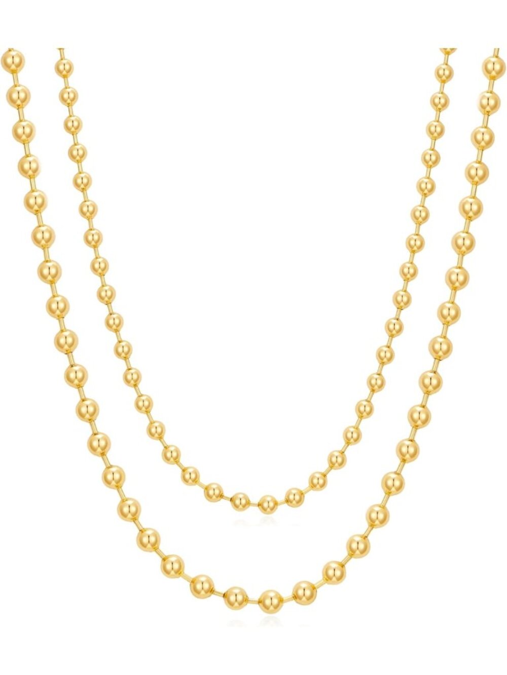 Layered Gold Beaded Necklace Set for Women | Stylish Ball Chain Jewelry